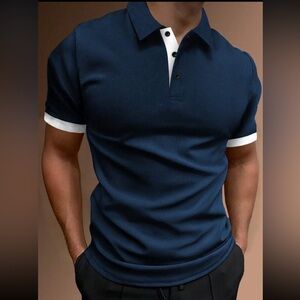 Men Contrast Cuff Polo Shirt